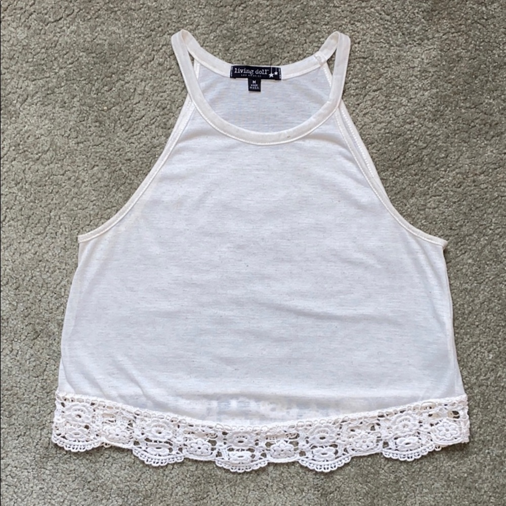 NWOT Living Doll Los Angeles Cream Crop Top Sz M
